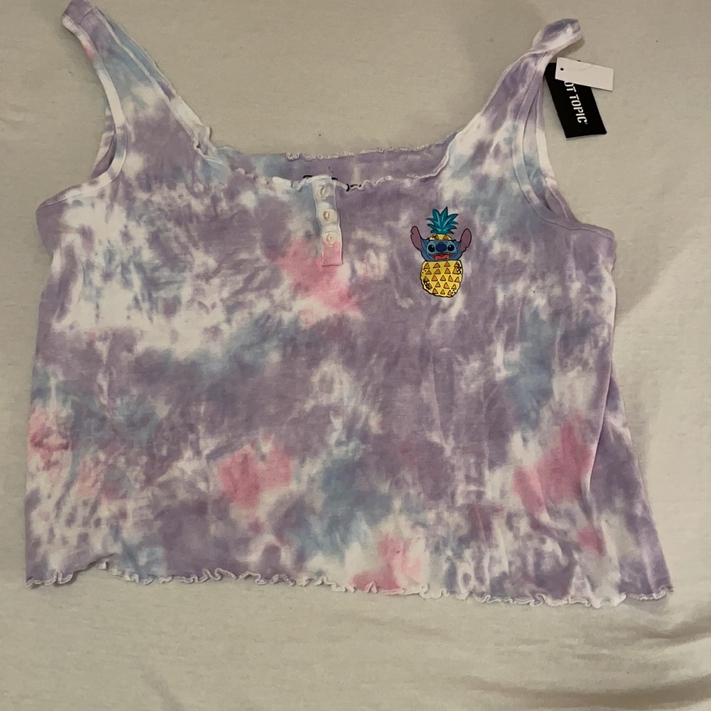 Disney tie dyed purple crop top